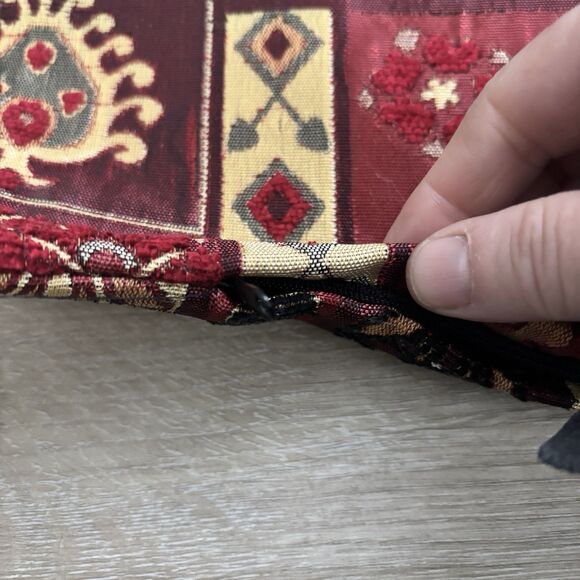 Turkish Patchwork Tapestry Pillow Cover Cushion Case Tassel Zipper Red Black 17" - Picture 7 of 8